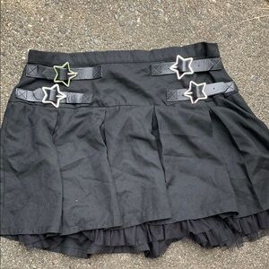 Black Pleated Mini Skater Skirt